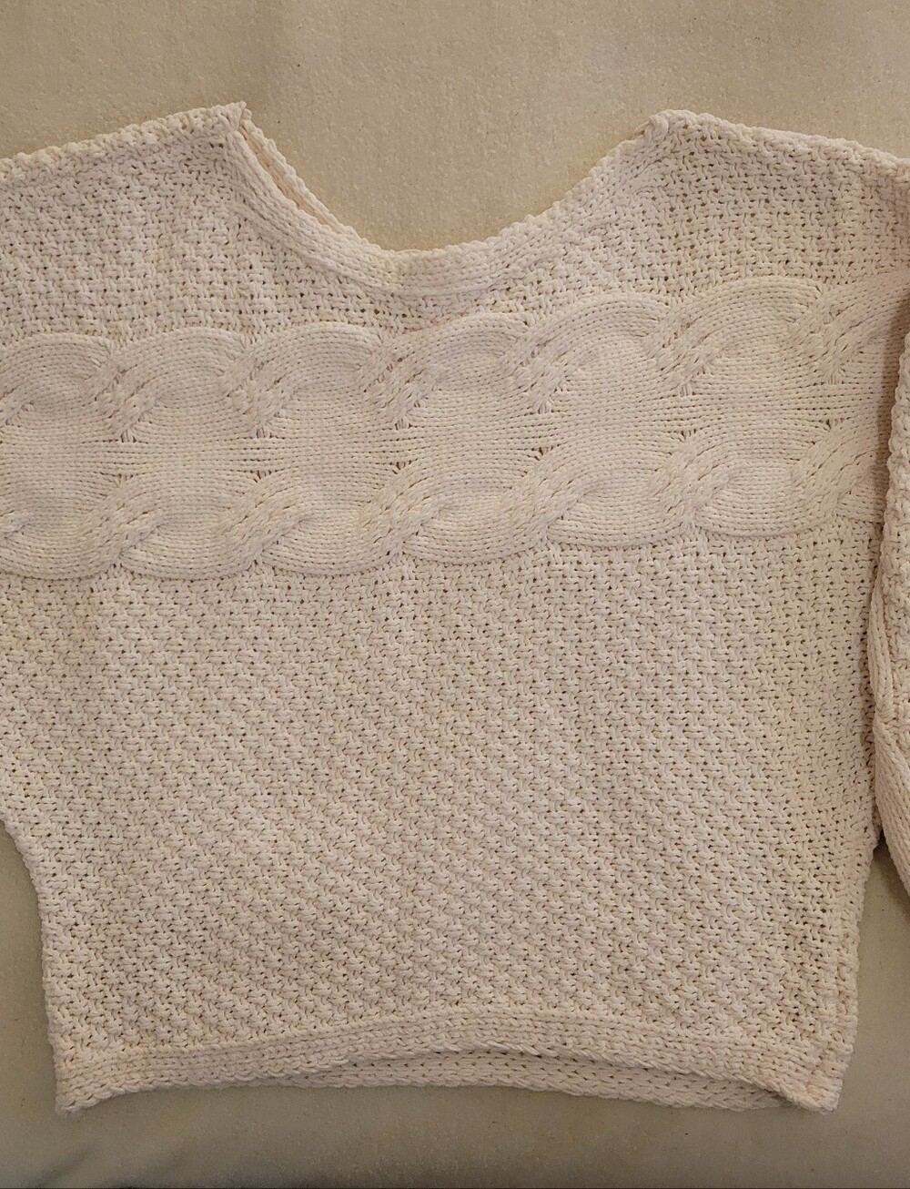 Sadie & Sage Cream Cable K It Sweater Boxy Slouchy Size Small Fall Fashion